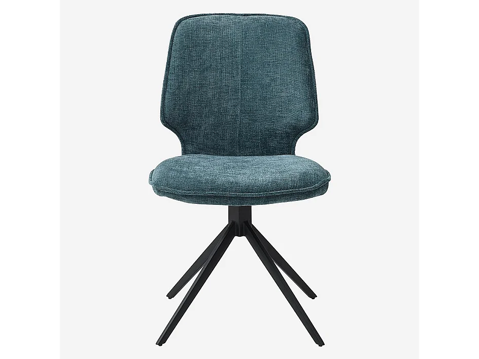 Habitat - Lot de 2 chaises pivotantes en tissu chenille et métal noir - Bleu canard - Vince