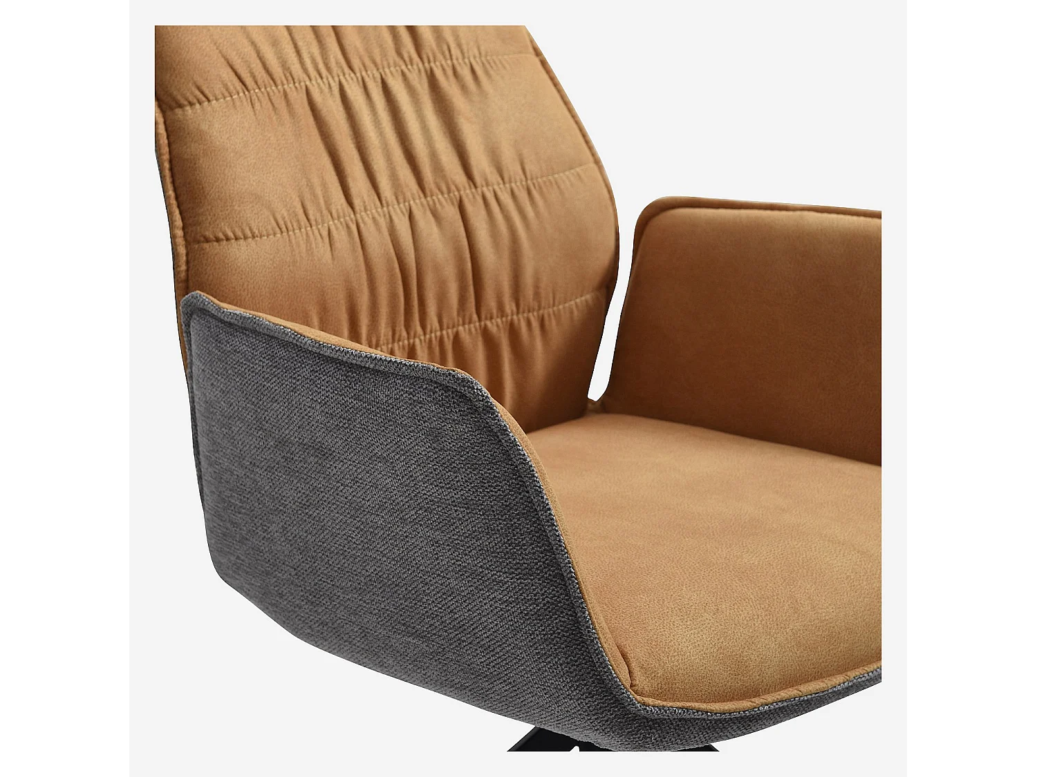 Habitat - Chaise en tissu et métal noir avec accoudoirs - Ocre et gris - Milina