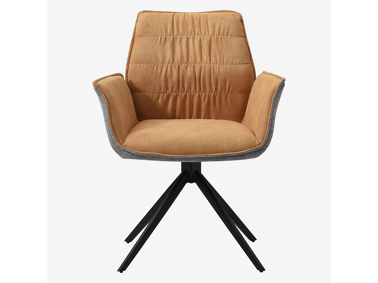 Habitat - Chaise en tissu et métal noir avec accoudoirs - Ocre et gris - Milina