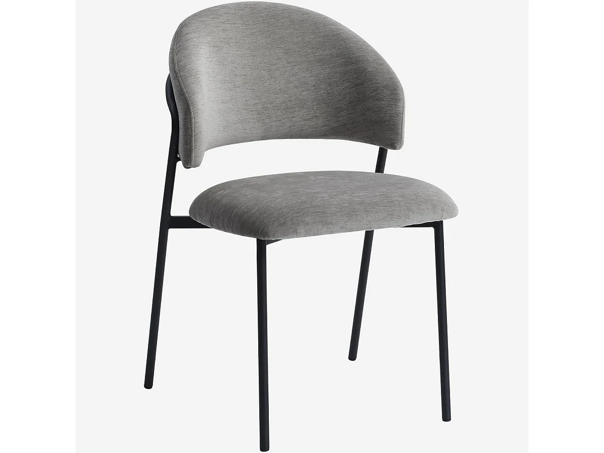 Habitat - Lot de 2 chaises en tissu et métal noir - Gris glacier - Malene