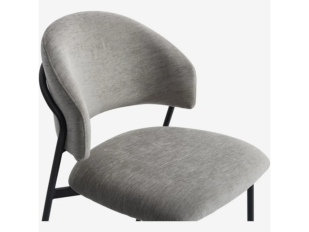 Habitat - Lot de 2 chaises en tissu et métal noir - Gris glacier - Malene