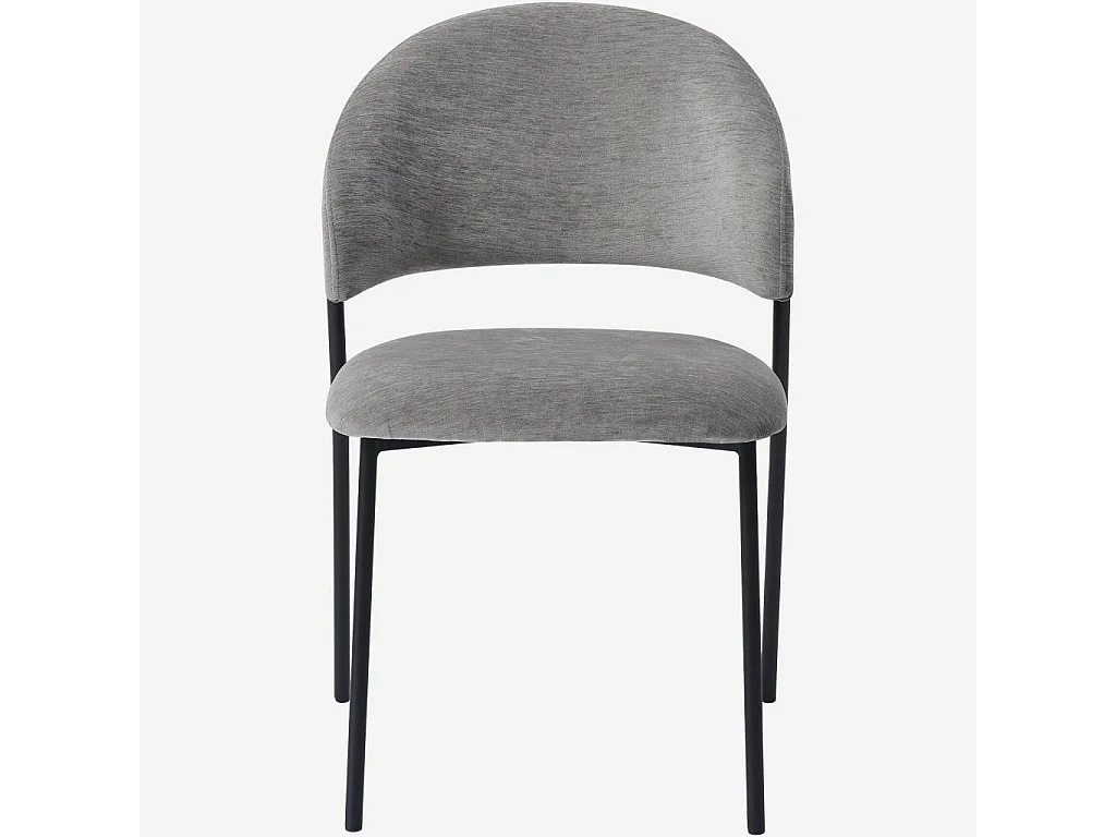 Habitat - Lot de 2 chaises en tissu et métal noir - Gris glacier - Malene