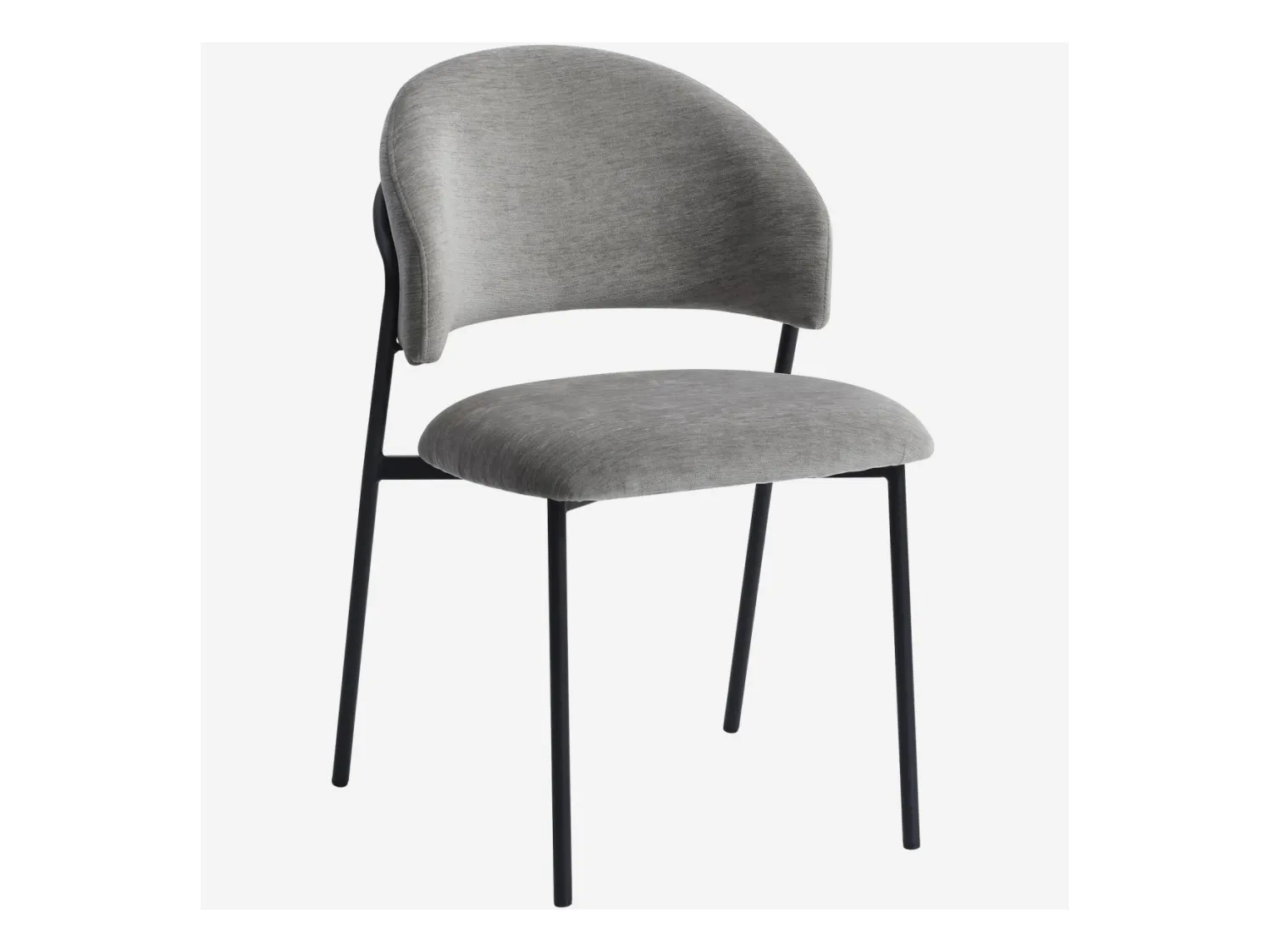 Habitat - Lot de 2 chaises en tissu et métal noir - Gris glacier - Malene