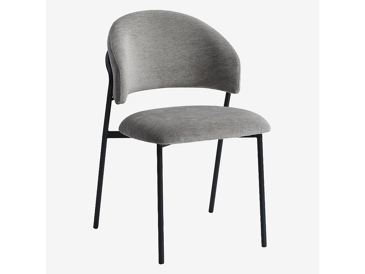 Habitat - Lot de 2 chaises en tissu et métal noir - Gris glacier - Malene