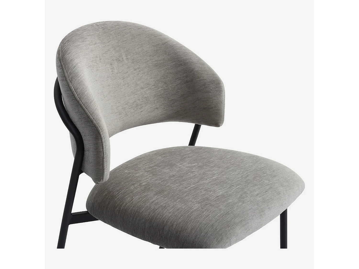 Habitat - Lot de 2 chaises en tissu et métal noir - Gris glacier - Malene