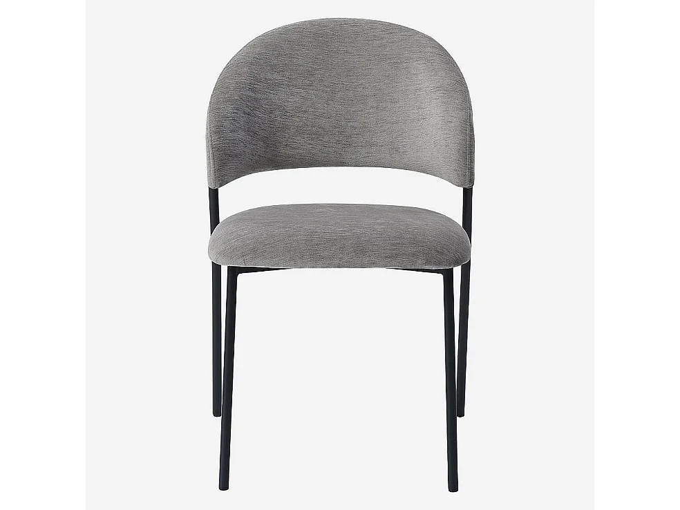 Habitat - Lot de 2 chaises en tissu et métal noir - Gris glacier - Malene