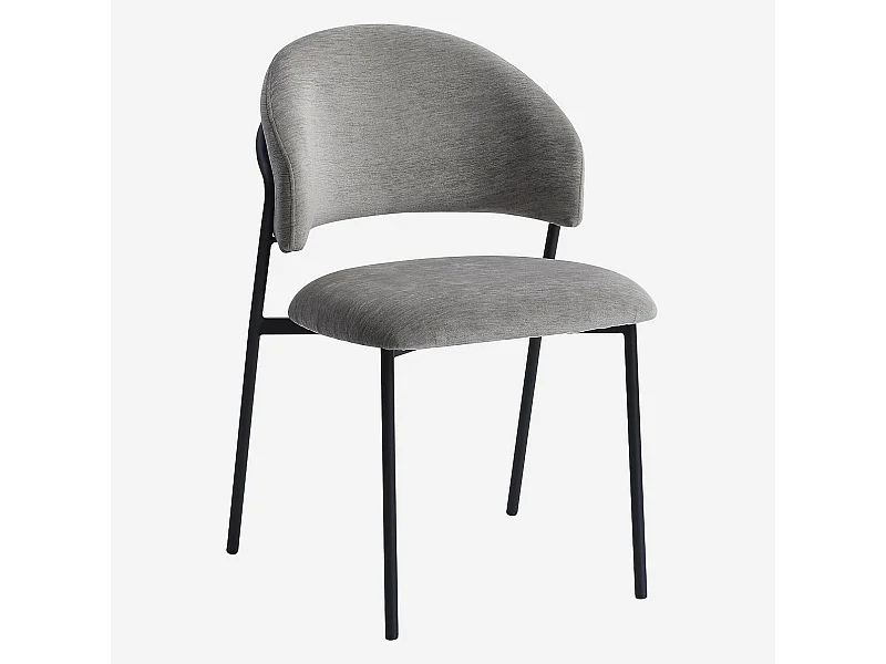 Habitat - Lot de 2 chaises en tissu et métal noir - Gris glacier - Malene