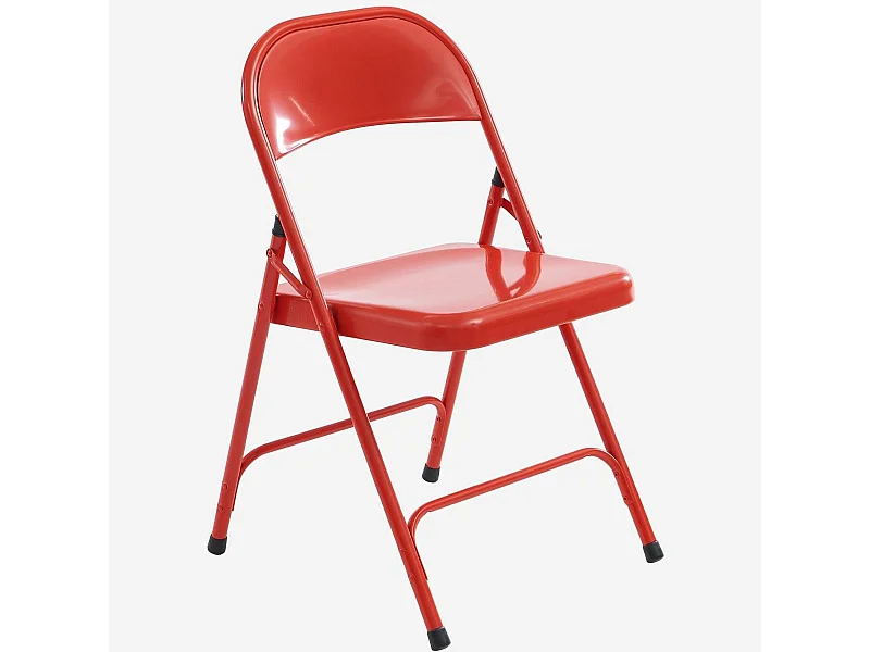 Habitat - Lot de 4 chaises pliantes en acier laqué - Rouge coquelicot - Macadam