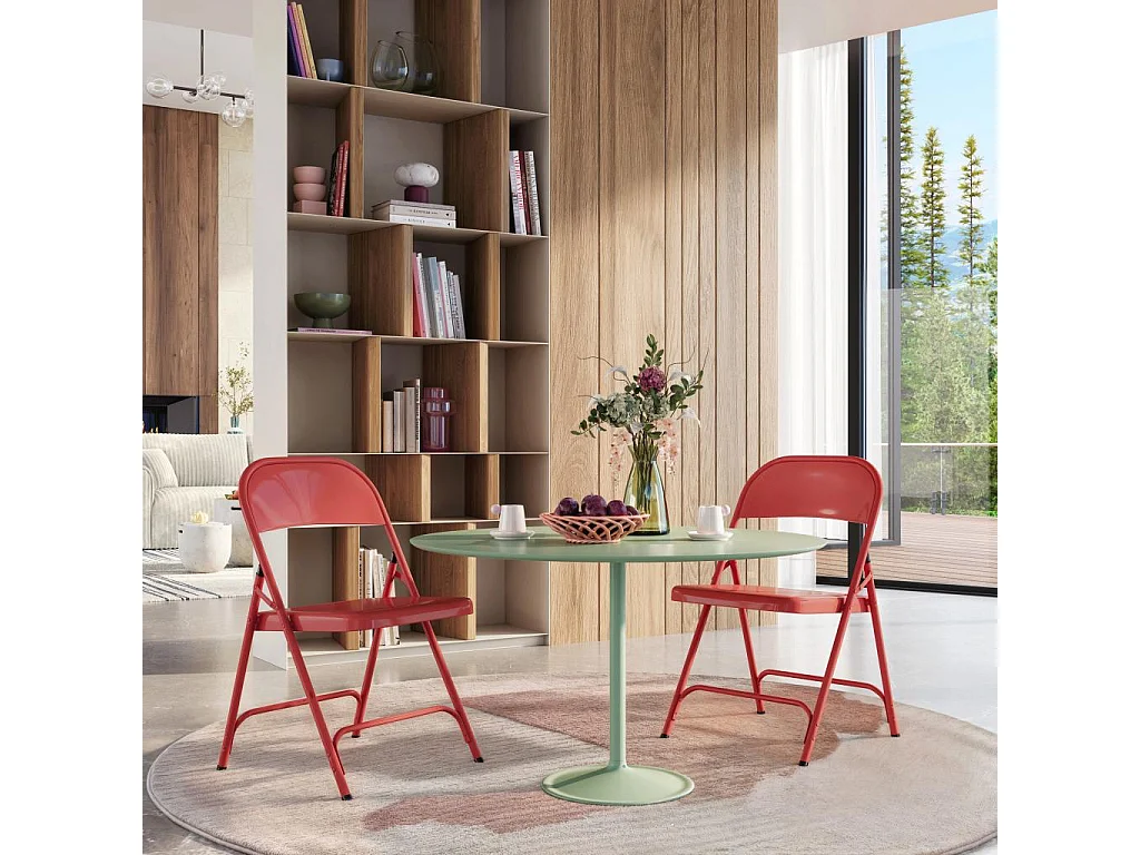 Habitat - Lot de 4 chaises pliantes en acier laqué - Rouge coquelicot - Macadam