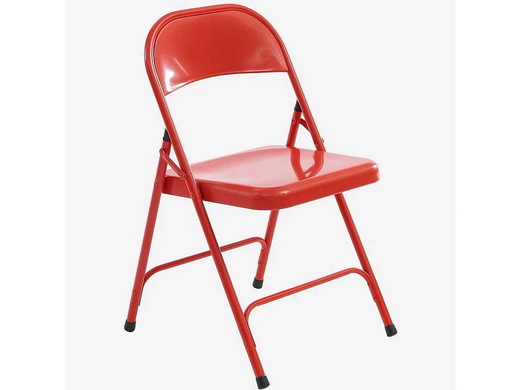 Habitat - Lot de 4 chaises pliantes en acier laqué - Rouge coquelicot - Macadam