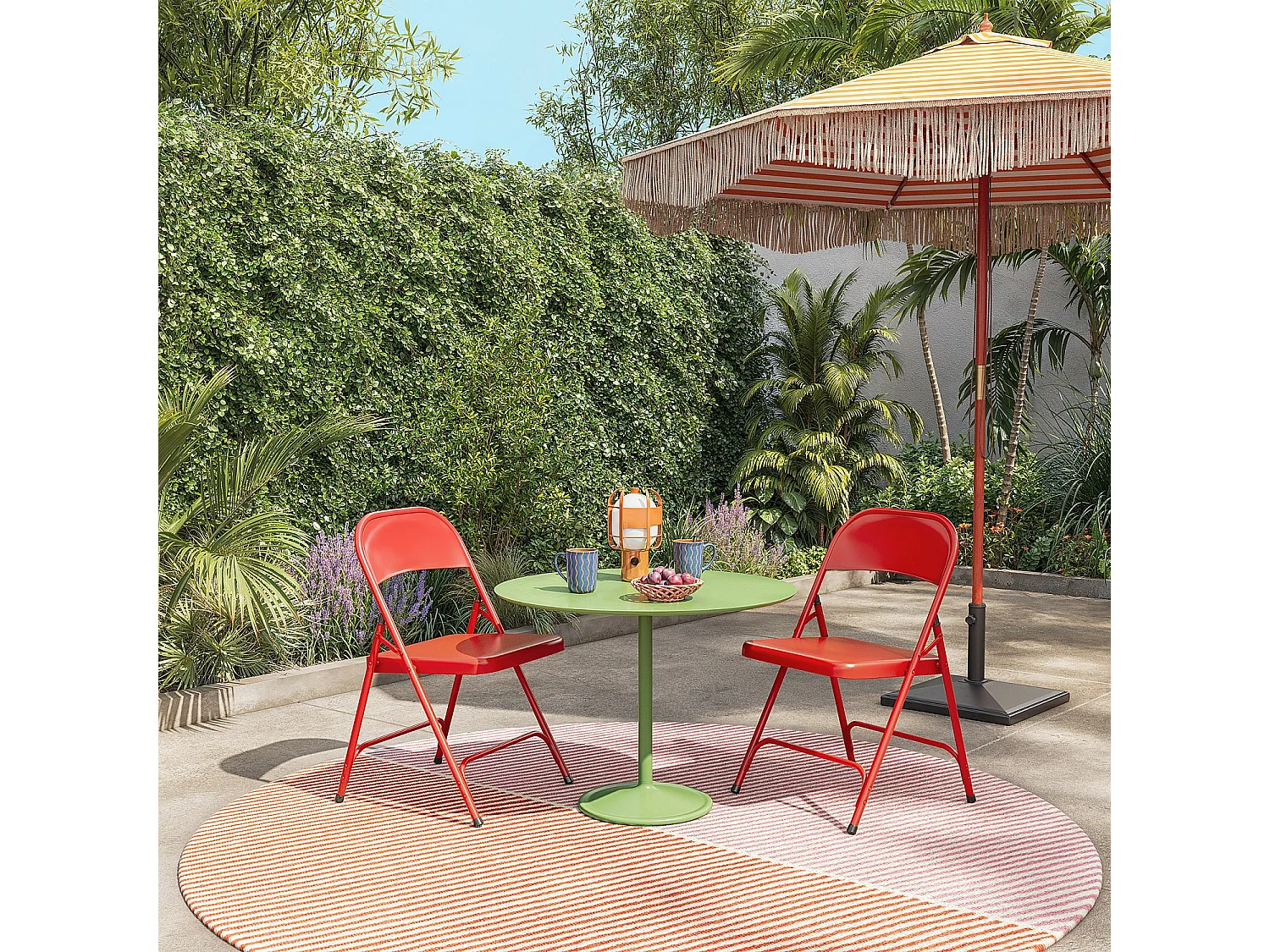 Habitat - Chaise pliante en acier laqué - Rouge coquelicot - Macadam