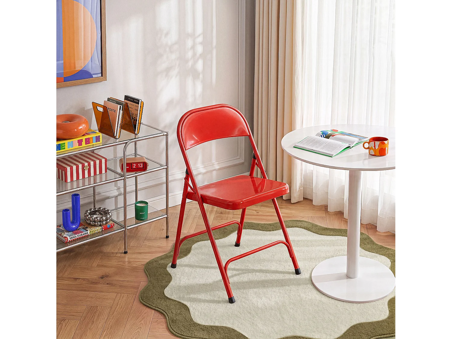 Habitat - Chaise pliante en acier laqué - Rouge coquelicot - Macadam