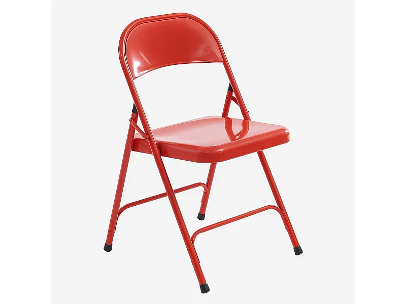 Habitat - Lot de 4 chaises pliantes en acier laqué - Rouge coquelicot - Macadam