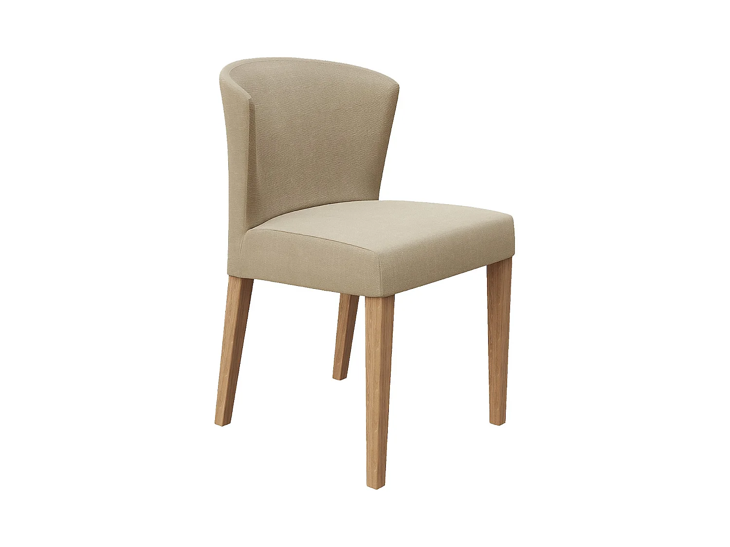 Habitat - Lot de 2 chaises en tissu et chêne massif - Grège - Valentina