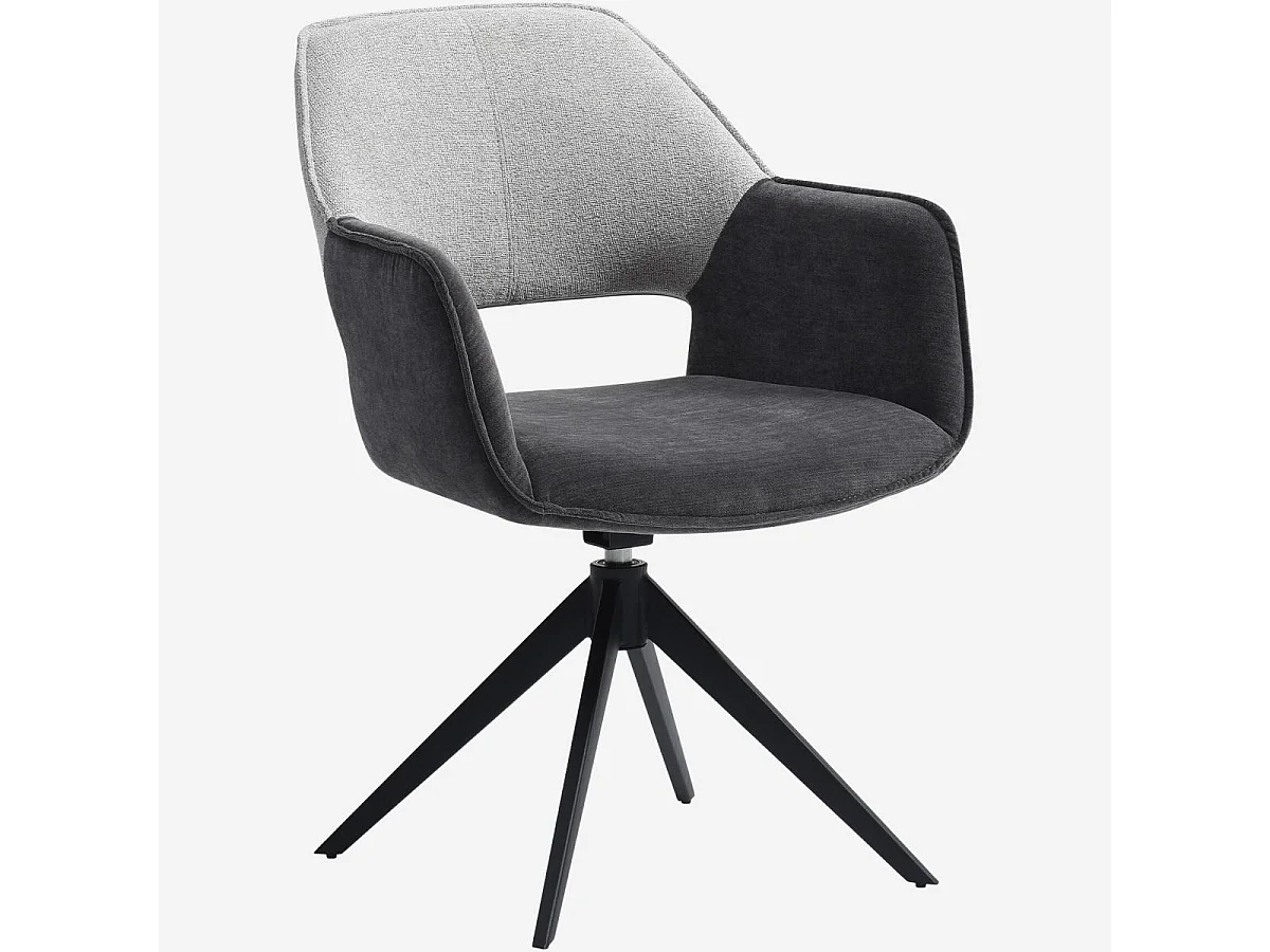Habitat - Chaise pivotante en tissu et métal noir avec accoudoirs - Gris ardoise et grège - Protar