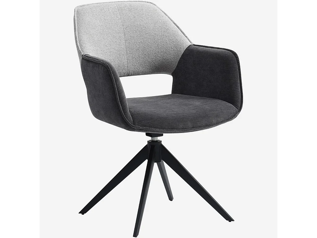 Habitat - Chaise pivotante en tissu et métal noir avec accoudoirs - Gris ardoise et grège - Protar
