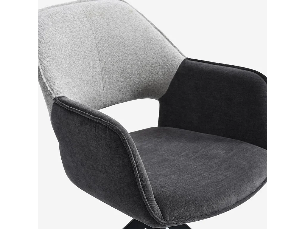 Habitat - Chaise pivotante en tissu et métal noir avec accoudoirs - Gris ardoise et grège - Protar
