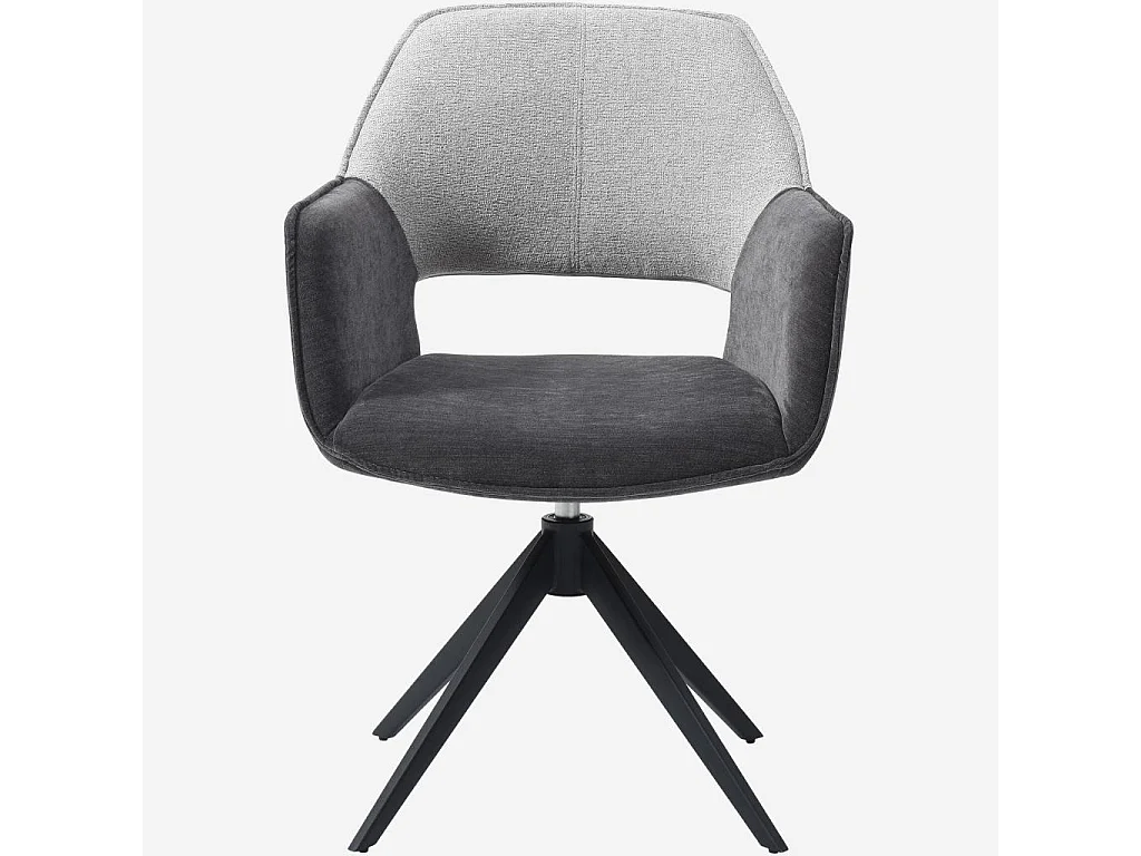 Habitat - Chaise pivotante en tissu et métal noir avec accoudoirs - Gris ardoise et grège - Protar