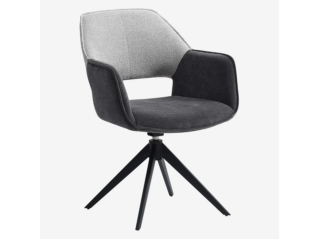 Habitat - Chaise pivotante en tissu et métal noir avec accoudoirs - Gris ardoise et grège - Protar