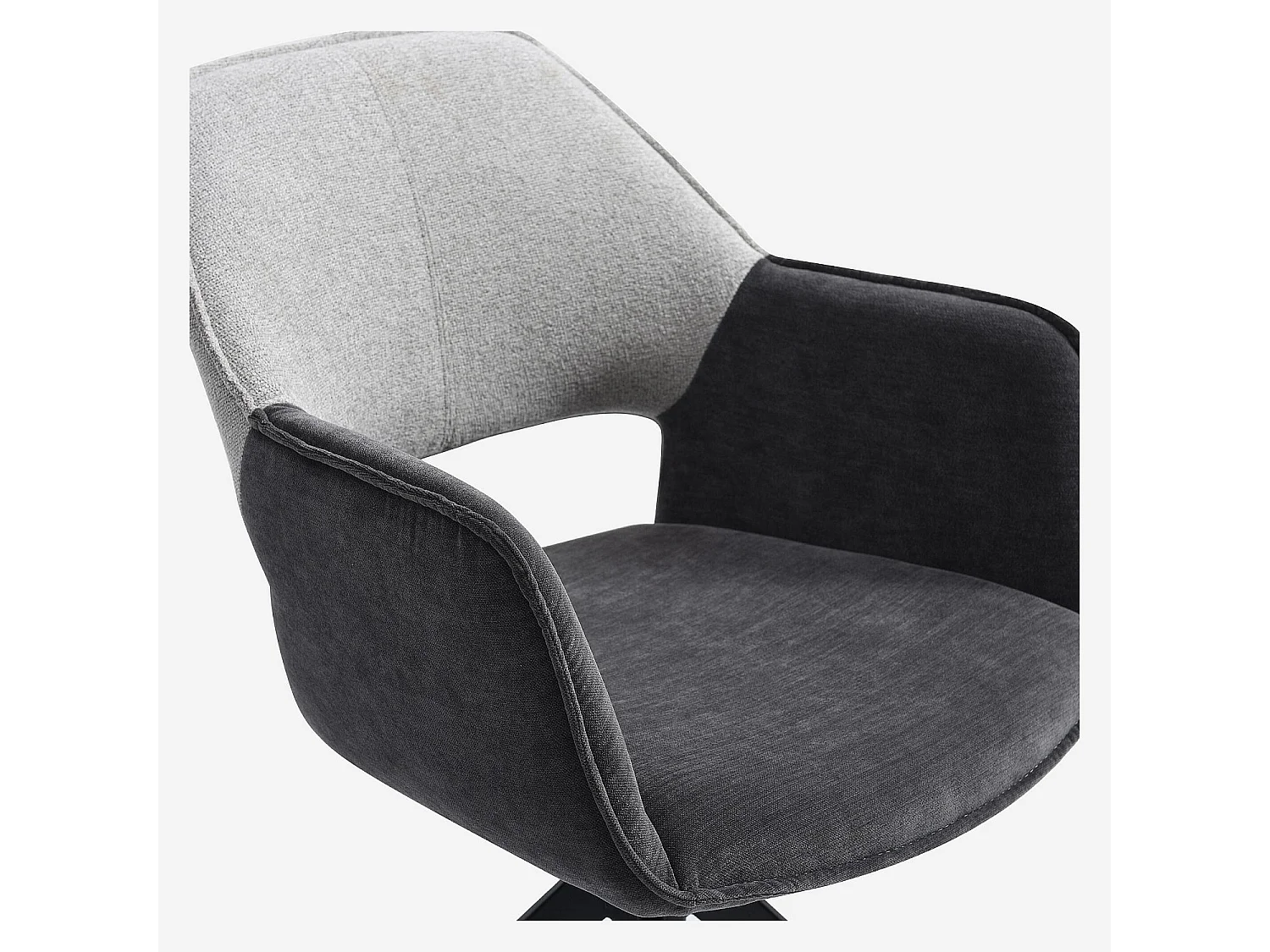 Habitat - Chaise pivotante en tissu et métal noir avec accoudoirs - Gris ardoise et grège - Protar