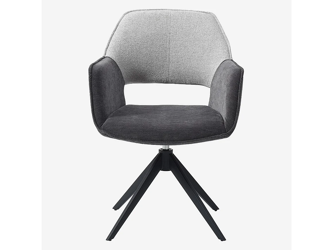 Habitat - Chaise pivotante en tissu et métal noir avec accoudoirs - Gris ardoise et grège - Protar