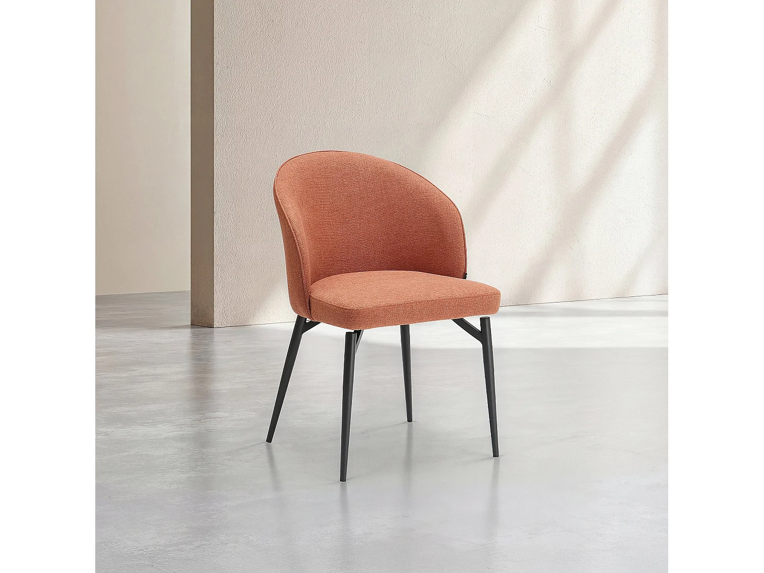 Lot de 2 chaises en tissu et métal noir - Terracotta