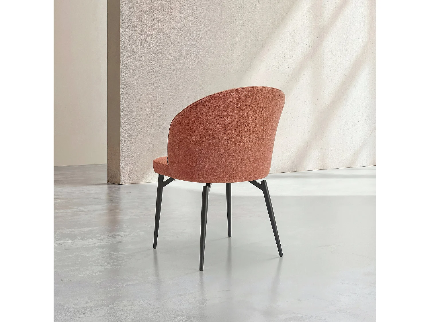 Lot de 2 chaises en tissu et métal noir - Terracotta