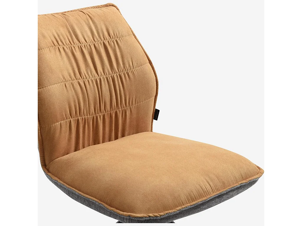 Habitat - Lot de 2 chaises en tissu et métal noir - Ocre et gris - Milina