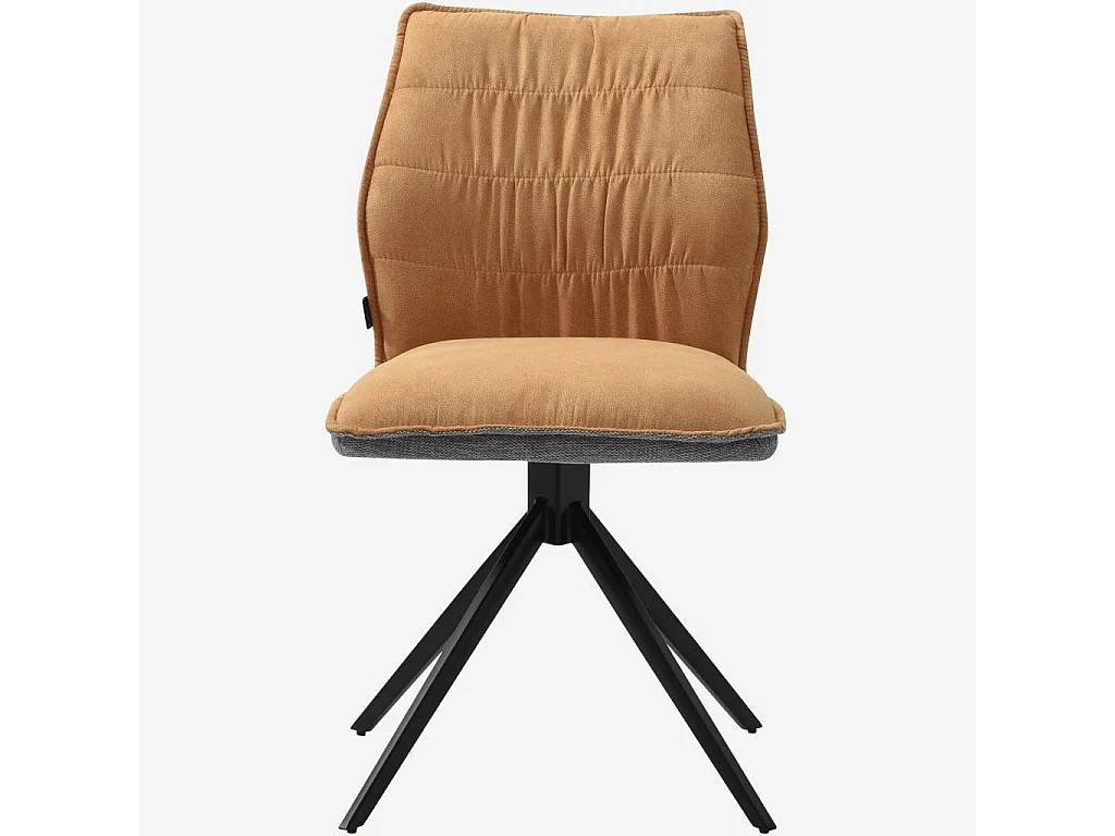 Habitat - Lot de 2 chaises en tissu et métal noir - Ocre et gris - Milina