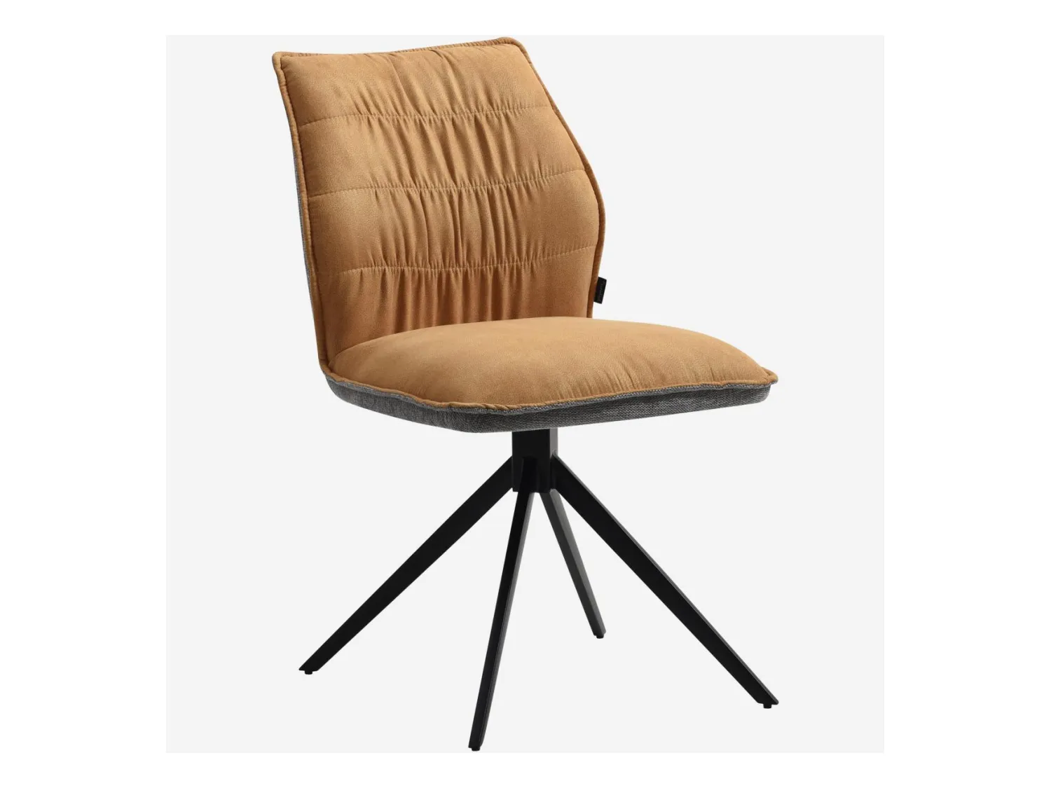 Habitat - Lot de 2 chaises en tissu et métal noir - Ocre et gris - Milina
