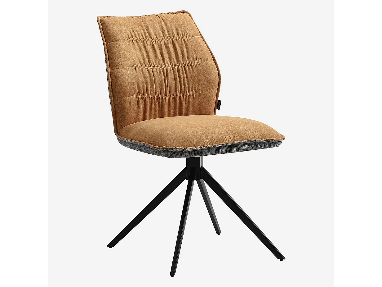 Habitat - Lot de 2 chaises en tissu et métal noir - Ocre et gris - Milina