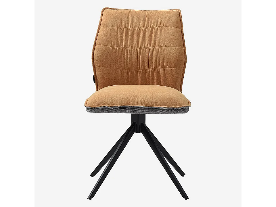 Habitat - Lot de 2 chaises en tissu et métal noir - Ocre et gris - Milina