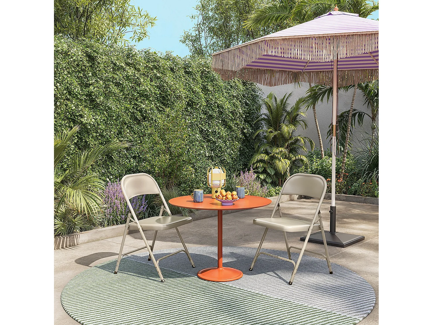 Habitat - Chaise pliante en acier laqué - Sable - Macadam
