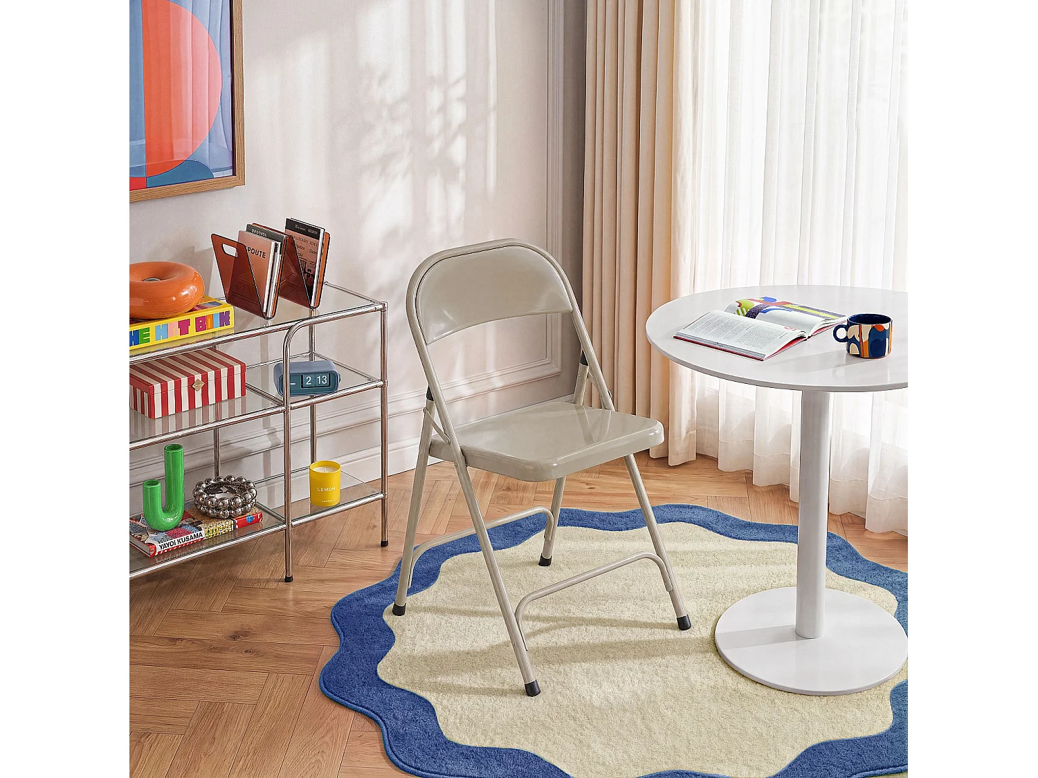 Habitat - Chaise pliante en acier laqué - Sable - Macadam