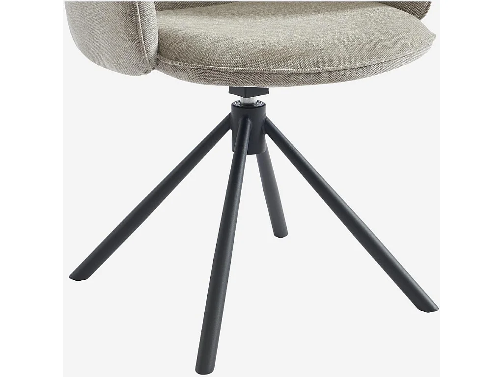 Habitat - Lot de 2 chaises pivotantes en tissu et métal noir avec accoudoirs - Gris perle - Omida