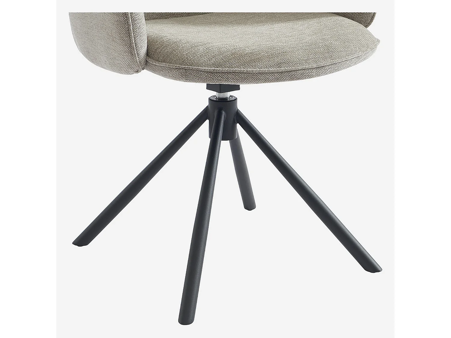 Habitat - Lot de 2 chaises pivotantes en tissu et métal noir avec accoudoirs - Gris perle - Omida