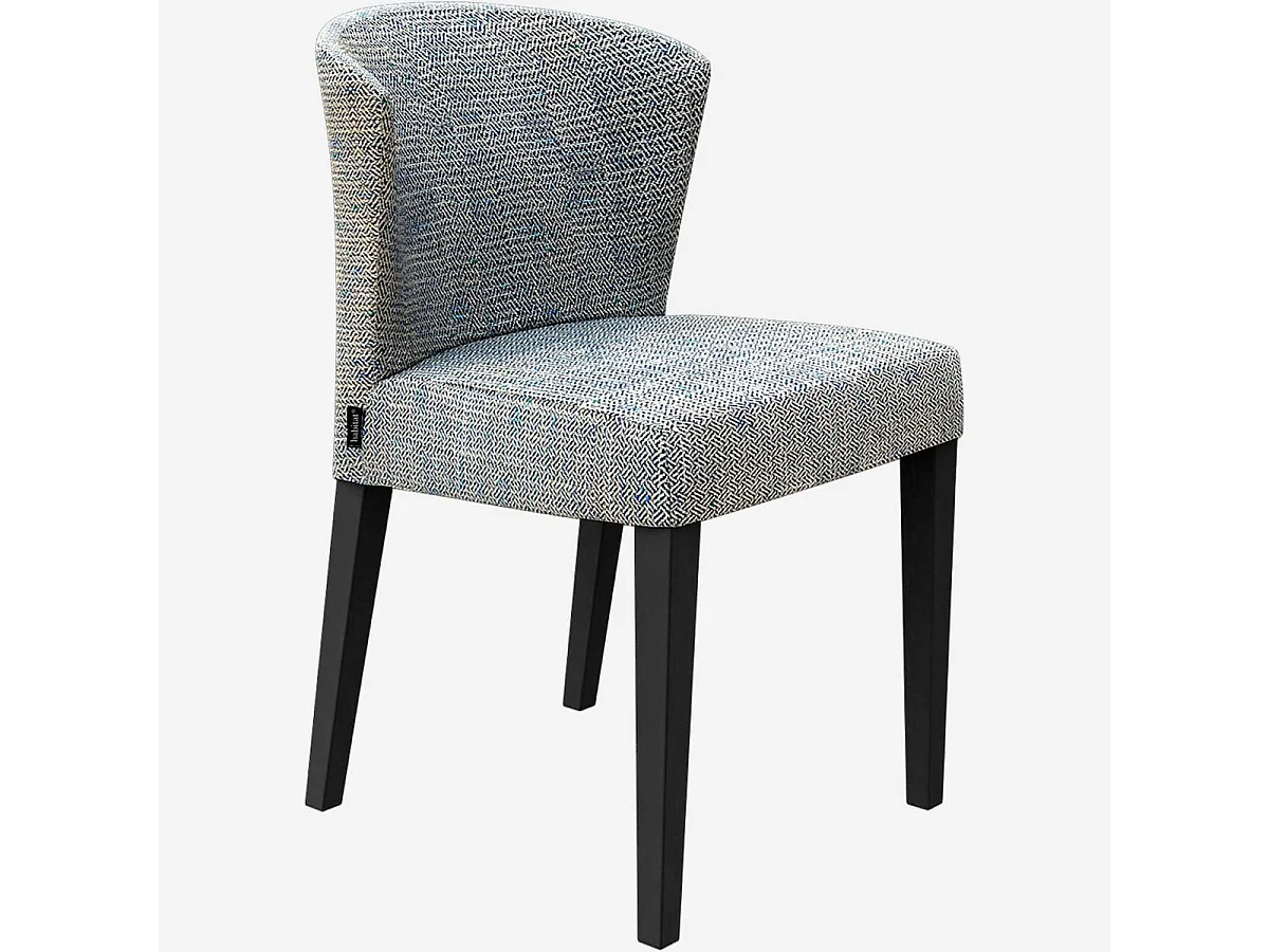 Habitat - Lot de 2 chaises en tissu - Gris bleu - Pieds noirs - Valentina