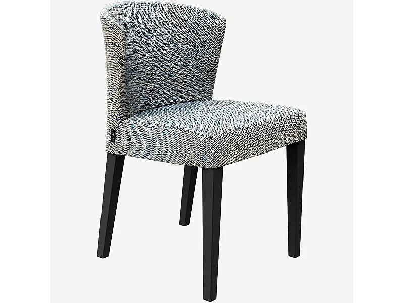 Habitat - Lot de 2 chaises en tissu - Gris bleu - Pieds noirs - Valentina