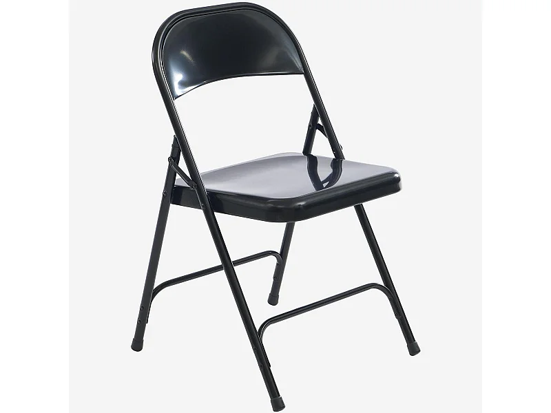 Habitat - Lot de 4 chaises pliantes en acier laqué - Noir - Macadam
