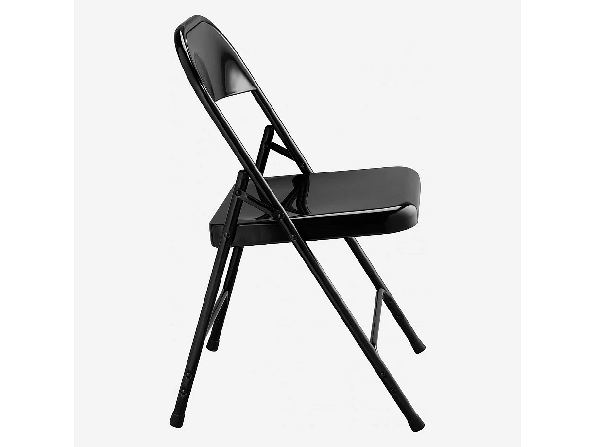 Lot de 4 chaises pliantes en acier laqué - Noir
