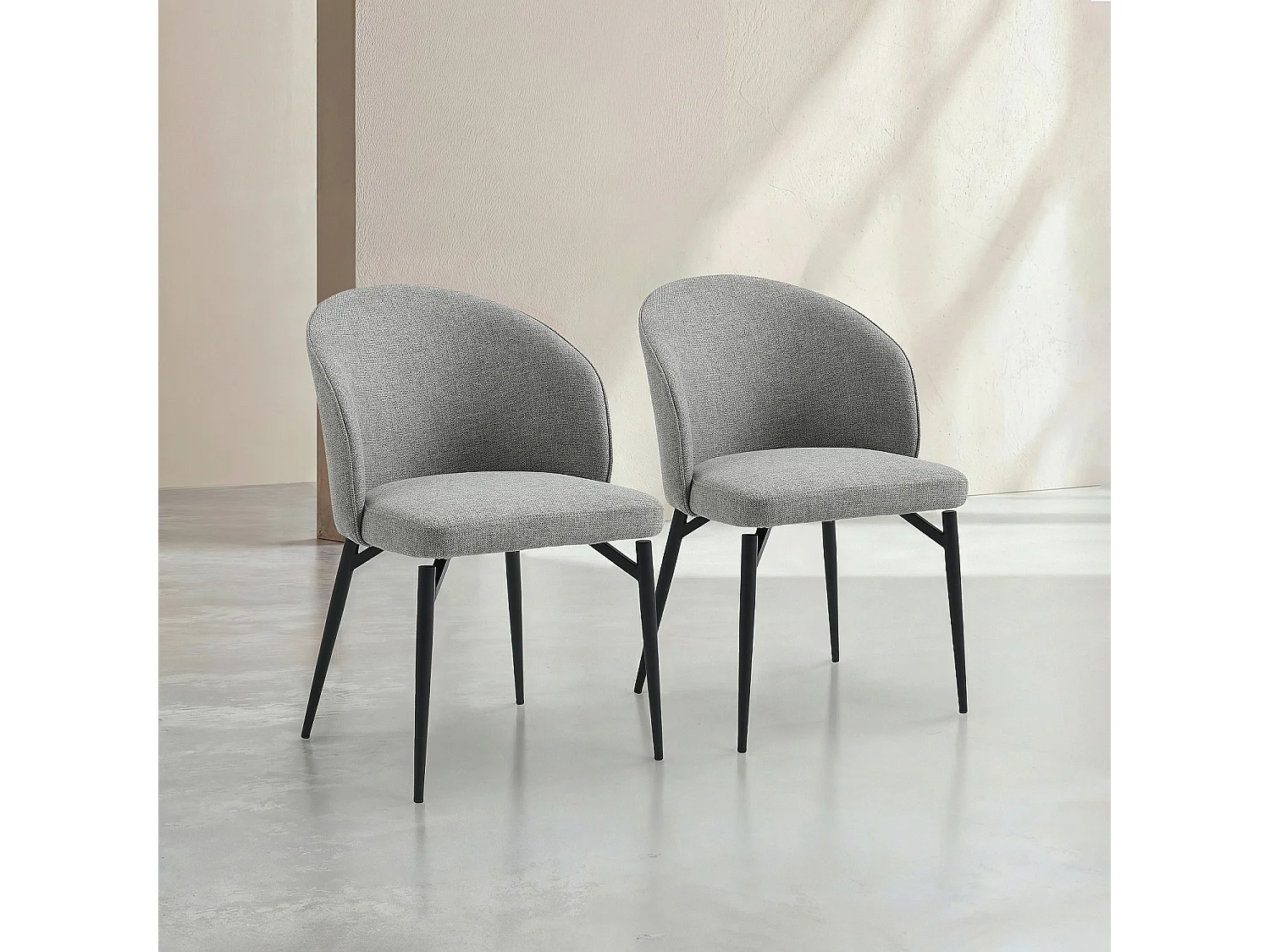 Lot de 2 chaises en tissu et métal - Gris ardoise