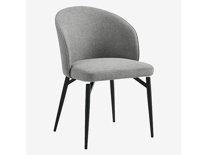 Habitat - Lot de 2 chaises en tissu et métal - Gris ardoise - Spinne