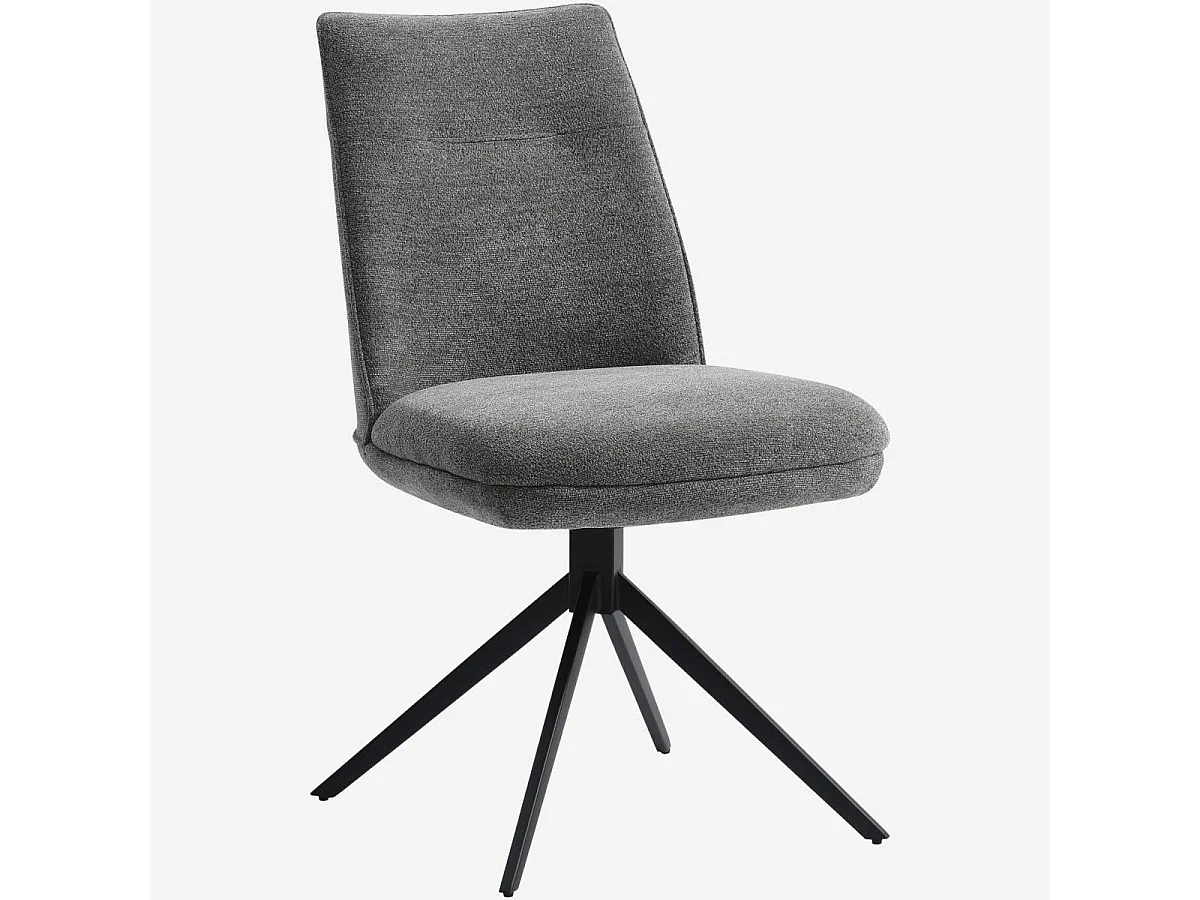 Habitat - Lot de 2 chaises pivotantes en tissu chenille et métal noir - Gris galet - Belo