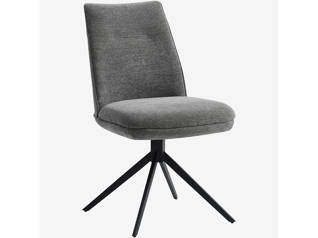 Habitat - Lot de 2 chaises pivotantes en tissu chenille et métal noir - Gris galet - Belo