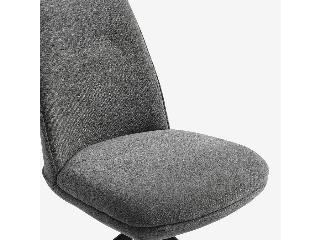 Habitat - Lot de 2 chaises pivotantes en tissu chenille et métal noir - Gris galet - Belo