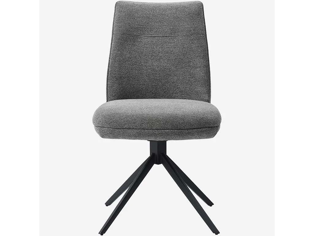 Habitat - Lot de 2 chaises pivotantes en tissu chenille et métal noir - Gris galet - Belo