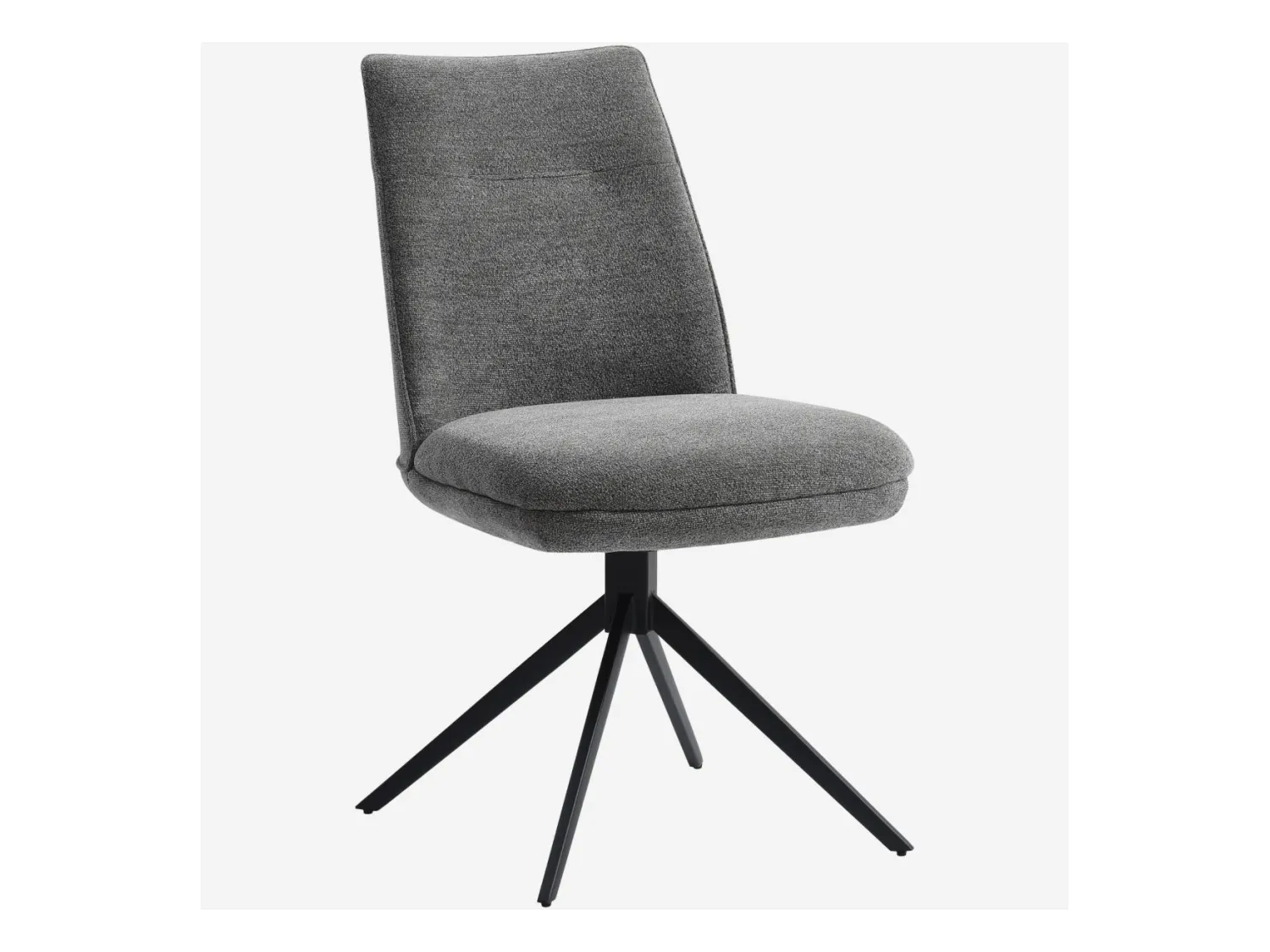 Habitat - Lot de 2 chaises pivotantes en tissu chenille et métal noir - Gris galet - Belo