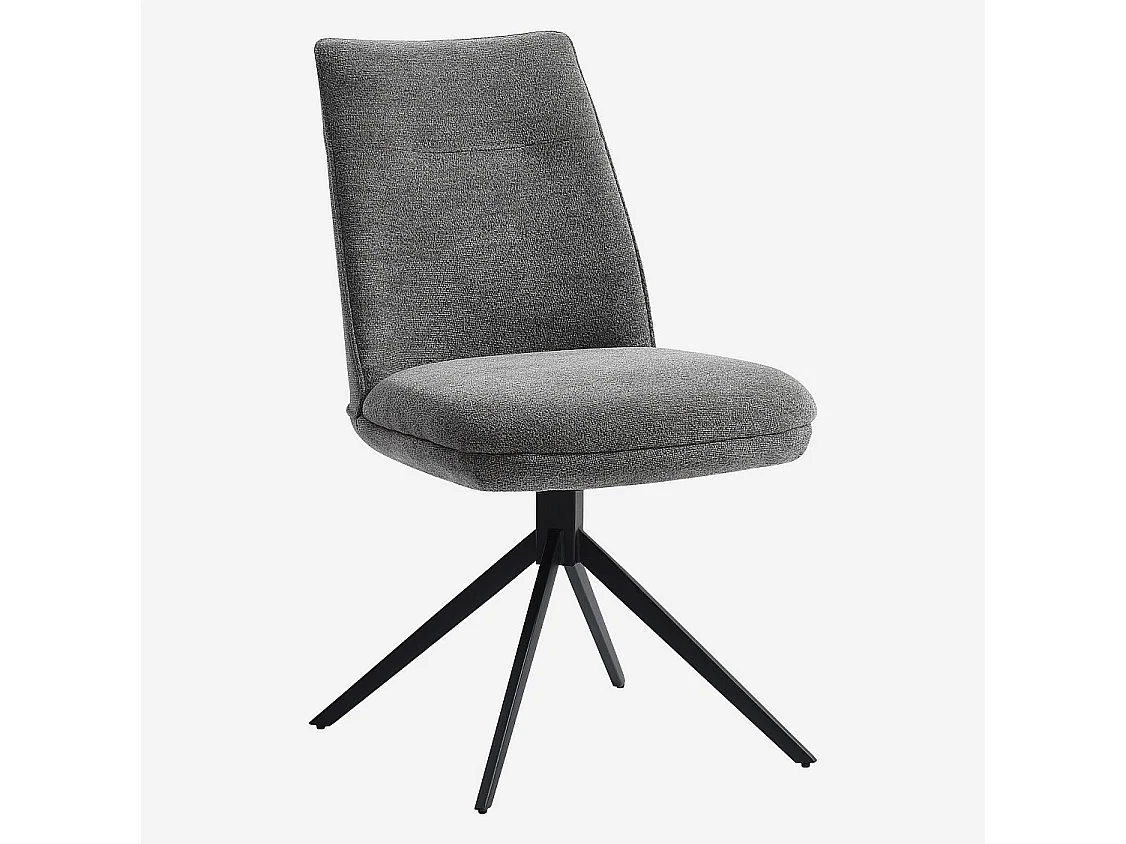 Lot de 2 chaises pivotantes en tissu chenille et métal noir - Gris galet