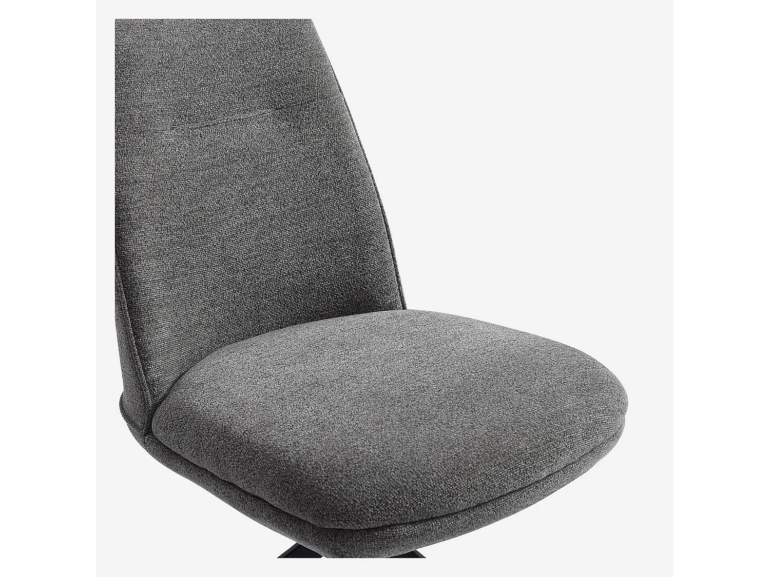 Lot de 2 chaises pivotantes en tissu chenille et métal noir - Gris galet