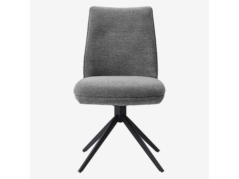 Lot de 2 chaises pivotantes en tissu chenille et métal noir - Gris galet